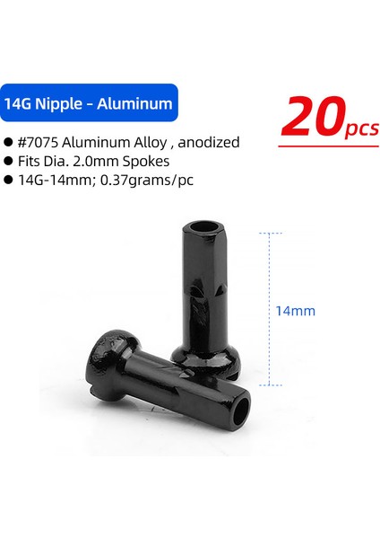 AL14G 14MM Bk 20P Stili Süper Hafif Alüminyum Telli Kapağı 14G C-Işlenmiş Anodize Alaşım Nipel Mtb Yol Bisikleti Tekerlek Jantı Pirinç Somunları Çok Renkli (Yurt Dışından)