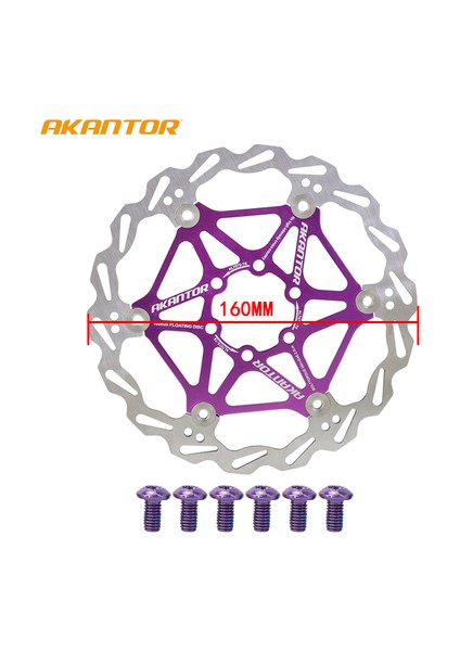 Mor 160MM Stili Akantor Bisiklet Soğutmalı Fren Diskleri Mtb Yol Bisikleti Ultralig Paslanmaz Çelik Fren Diski mm Yüzen Rotor Bisiklet Diski (Yurt Dışından)