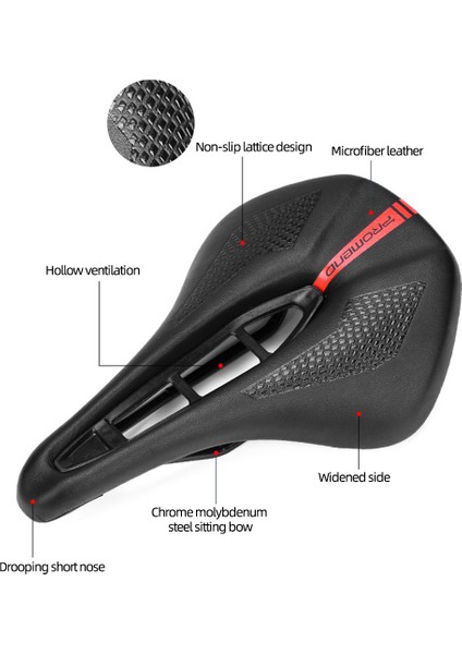 SD-576B Siyah-Kırmızı Tarzı Promend Bisiklet Sele Koltuğu Dağ Yol Bisikleti Seleleri Pu Genişletilmiş Nefes Alabilen Yarışma Yumuşak Koltuk Yastığı Kısa Burunlu Saddle Mats (Yurt Dışından) fırsatları