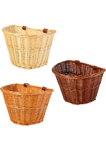 Kahverengi A Tarzı Çok Fonksiyonlu Hasır Bisiklet Sepeti Ön Pannier Çantası Pratik Dayanıklı Scooter Direksiyon Askılı Depolama Kabı Bisiklet Aksesuarları (Yurt Dışından)