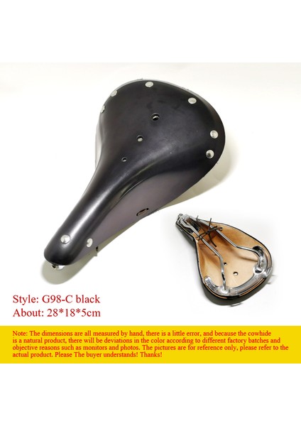 G98-C Siyah Tarzı G98 Retro Vintage Bisiklet Sele Saf Inek Derisi El Yapımı Spor Bisiklet Koltuğu Çeşitli Stillerde Mevcuttur (Yurt Dışından)