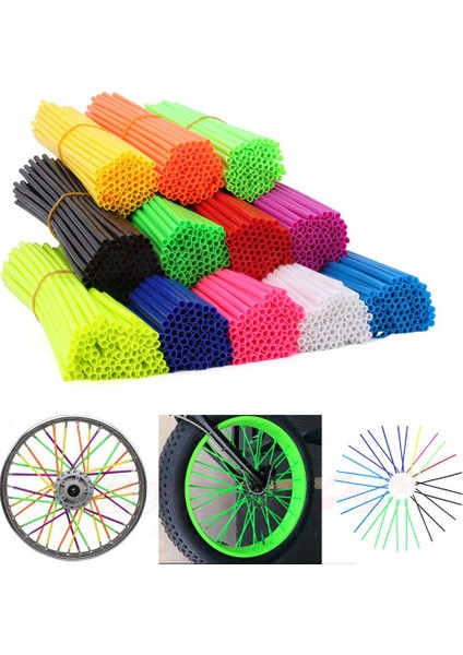 17CM Mavi 72 Adet Stil Motosiklet Bisiklet Tekerlek Jant Konuş Kaplama Kiti Deri Kılıf Motokros Kir Pit Bisiklet Enduro 24CMCM (Yurt Dışından)