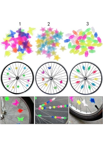 Kelebek 36 Adet Tarzı Bisiklet Boncuk Tekerlek Renkli Güvenlik Çocuklar Klip Bisiklet Yuvarlak Çok Renkli Kalp Yıldızlar Aksesuar Dekorasyon (Yurt Dışından) fiyatları