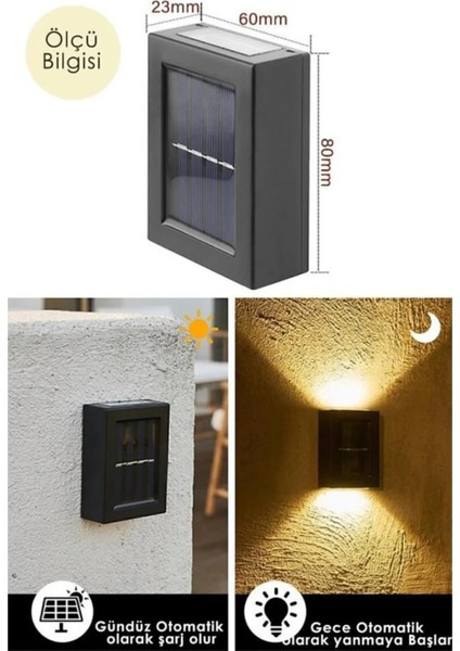 Yeni Model Solar Çift Taraflı Duvar Lambası Güneş Enerjili Aydınlatma Dekorasyon Aplik Işık