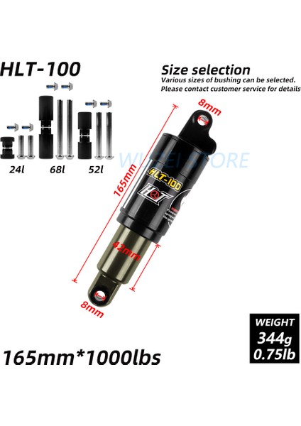 165 mm x 1000 Lbs Stili HTL-100 Bisiklet Arka Şok mm Dağ Bisikleti Yağ Yay Şok Lbs Mtb Elektrikli Kar Bisikleti Için Bisiklet Parçaları (Yurt Dışından)