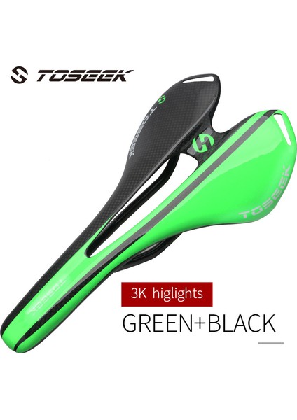 Yeşil-Parlak Stil Toseek Tam Karbon Fiber Bisiklet Koltuğu Yol Mtb Bisiklet Karbon Koltuk 105G 7*9 Karbon Ray 8 Renk (Yurt Dışından)