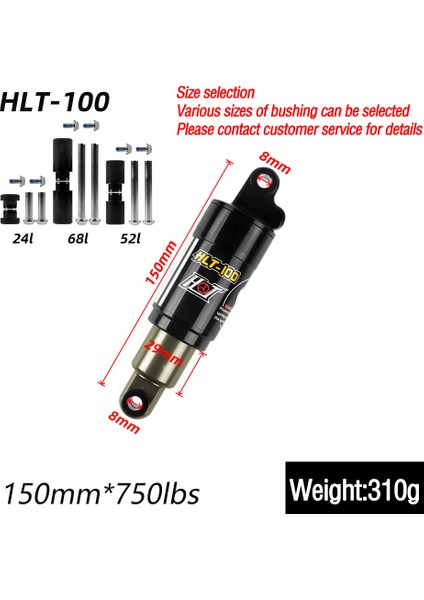 150 x 750 Lbs Stili HLT100 Bisiklet Arka Şok Emici Lbs Yağ Yaylı Şok, Mtb Dağ Bisikleti Aksesuarları Için (Yurt Dışından)