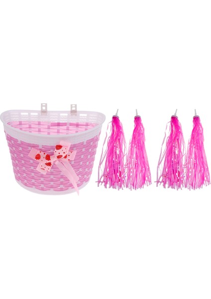 Kırmızı Stil Bisiklet Sepeti Ön Süsleme + Streamers Direksiyon Kolu Püskülleri Çocuk Bisiklet Aksesuarları (Yurt Dışından) fiyatları