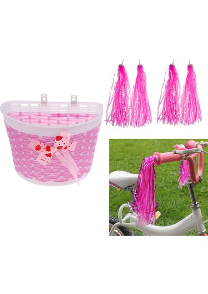 Kırmızı Stil Bisiklet Sepeti Ön Süsleme + Streamers Direksiyon Kolu Püskülleri Çocuk Bisiklet Aksesuarları (Yurt Dışından) fırsatları