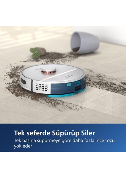 Robot Süpürge Philips Islak-Kuru Tüm Zeminleri Silme-Süpürme-Yetkili Evrekala-Yeni Seri Mop