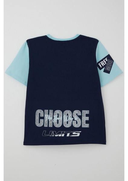 Erkek Çocuk Tişört Yazı Baskılı Armalı 9-16 Yaş, Açık Mavi fiyatları