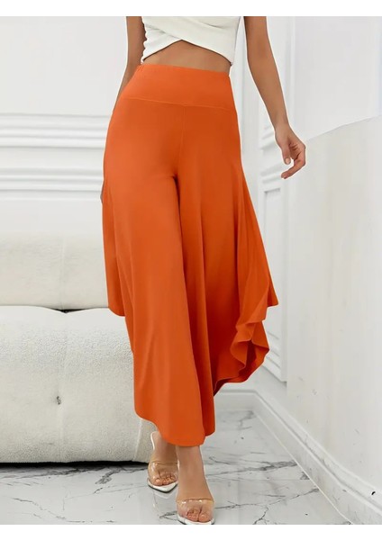 Kadın Yüksek Belli Geniş Paçalı Yanlardan Açık Sandy Pantolon indirimleri