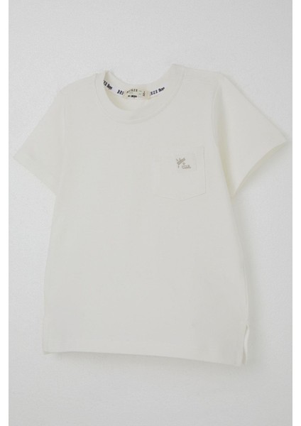 Erkek Çocuk Tişört Cool Yazı Armalı Cepli 1.5-5 Yaş, Ekru modelleri