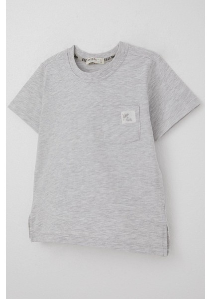 Erkek Çocuk Tişört Cool Yazı Armalı Cepli 1.5-5 Yaş, Açık Gri Melanj modelleri