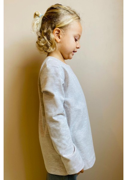 Erkek Çocuk Uzun Kollu Tişört Cepli 4-8 Yaş, Bej Melanj modelleri