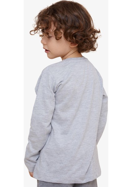 Erkek Çocuk Uzun Kollu Tişört Cepli 4-8 Yaş, Açık Gri Melanj modelleri