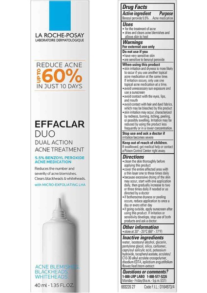 La Roche Posay Effaclar Duo Akne Karşıtı Bakım Kremi 40ML modelleri