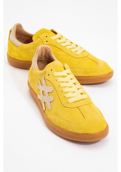 Marine Kadın Günlük Bağcıklı Spor Ayakkabı Gerçek Deri Sarı/bej fiyatları