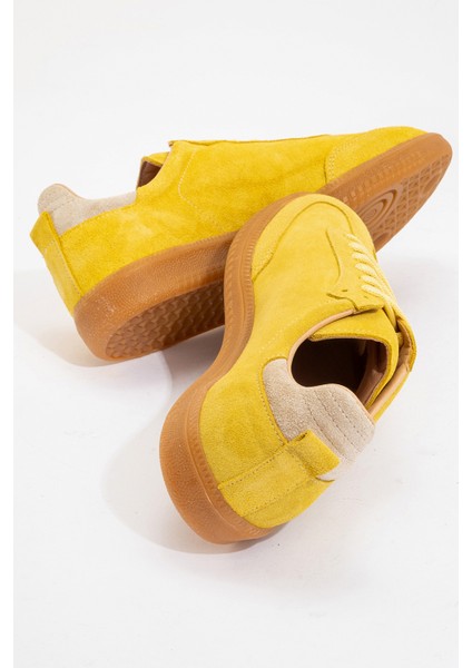 Marine Kadın Günlük Bağcıklı Spor Ayakkabı Gerçek Deri Sarı/bej fırsatları