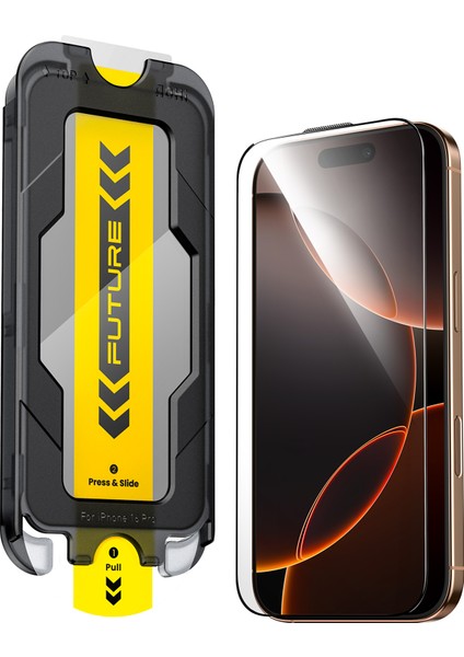 Aohi The Future Apple iPhone 16 Pro Max Ekran Koruyucu, Tam Kaplayan Kırılmaz Temperli Camlı Koruma