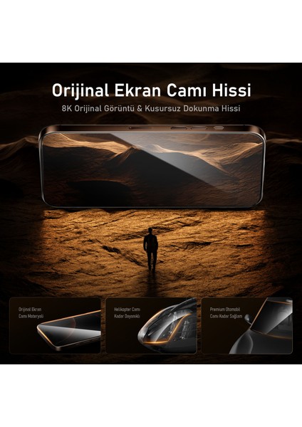 Aohi The Future Apple iPhone 16 Pro Max Ekran Koruyucu, Tam Kaplayan Kırılmaz Temperli Camlı Koruma