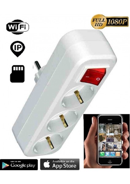 3lü Priz Wifi Kamera+Sd Kart Hediye