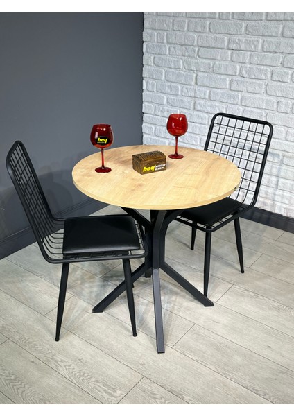 Nisa Yuvarlak Mutfak Masa Yemek Masa Balkon Masa Metal Siyah Ayaklı 70 cm fırsatları