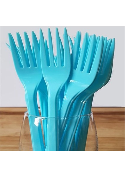 Mavi Plastik Çatal 18 Cm-25 Adet