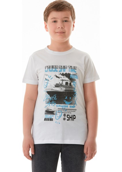 %100 Cruise Ship Time Baskılı Erkek Çocuk Tişört fiyatları