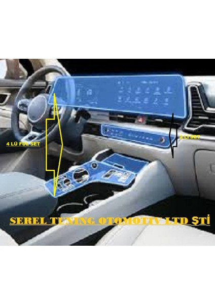 Kıa Sportage 2022 2024 Uyumlu Multımedya Ekran Koruyucu Konsol Dahil Trim Komple Nano Tpu 4 Parça modelleri