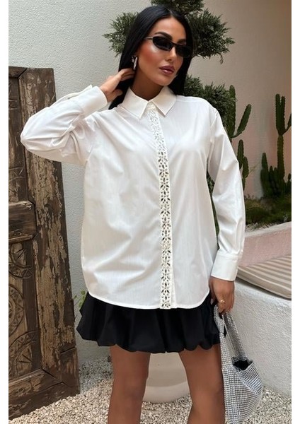 Önü Şerit Taşlı Gömlek 3448