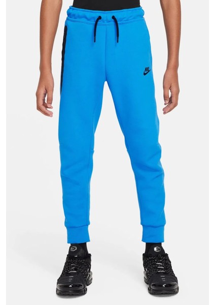 Sportswear Tech Fleece Kids Pant Blue Çocuk Fermuar Cepli Eşofman Altı Mavi