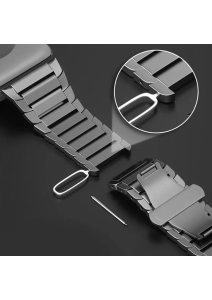 Apple Watch 38MM KR413 Fine Steel Kordon - Siyah Mrayd