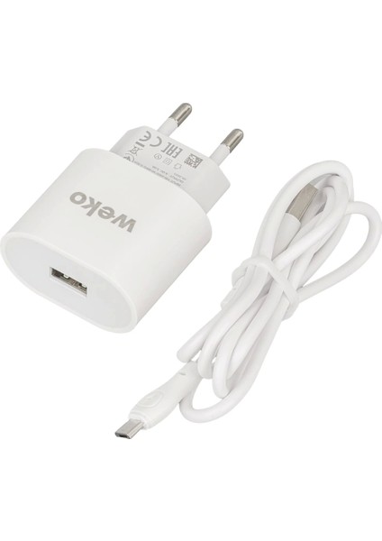 WK-21441 Pdu Qc 3.0 Amper Şarj Başlık Adaptörü + Mıcro USB Kablo (No:1) (5047)