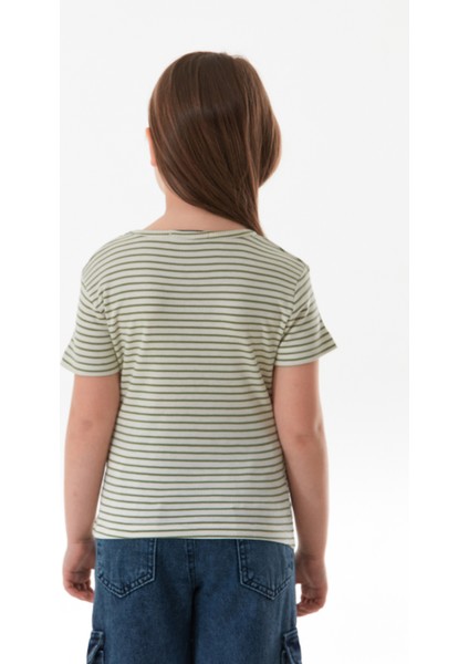 Omzu Pencere Detaylı Çizgili Kız Çocuk Body fırsatları