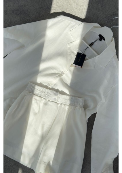 Gömlekli Orj Keten Takım- Beyaz fiyatları