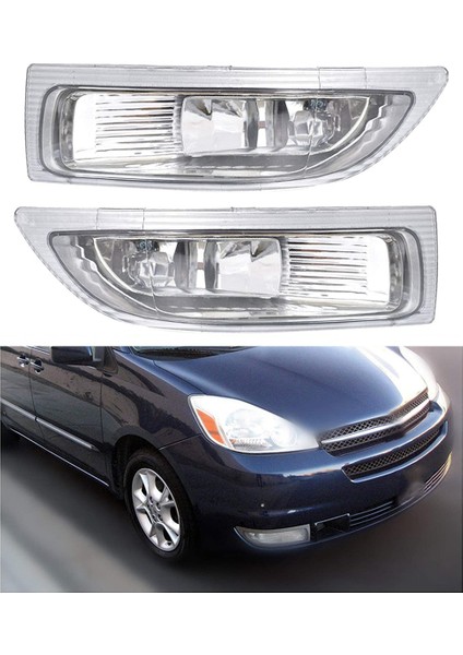 2 Adet Araba Ön Sis Lambası Şeffaf Lens Toyota Sıenna 2004 2005 81220-AE010 81210AE010 (Yurt Dışından)