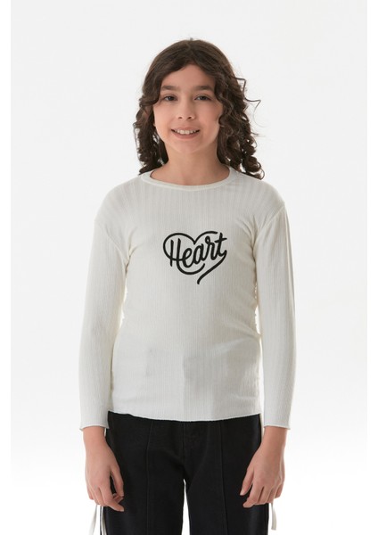 Fitilli Heart Baskılı Yanları Büzgülü Kız Çocuk Body
