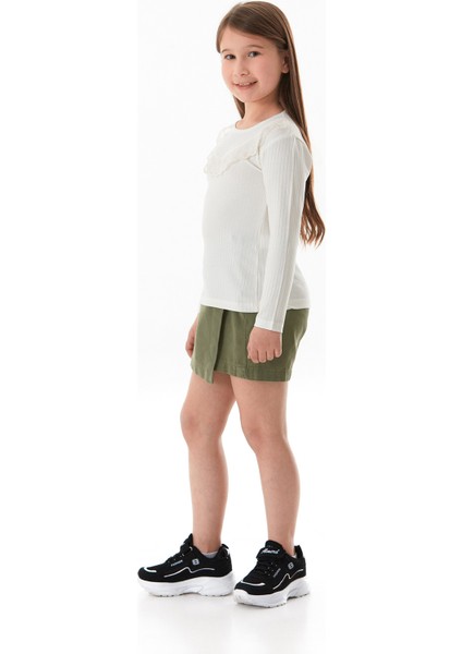 Fitilli Önü Fırfırlı Likralı Kız Çocuk Body