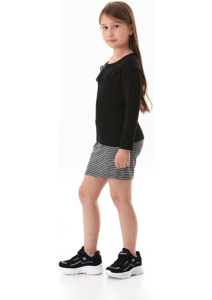 Fitilli Önü Fırfırlı Likralı Kız Çocuk Body