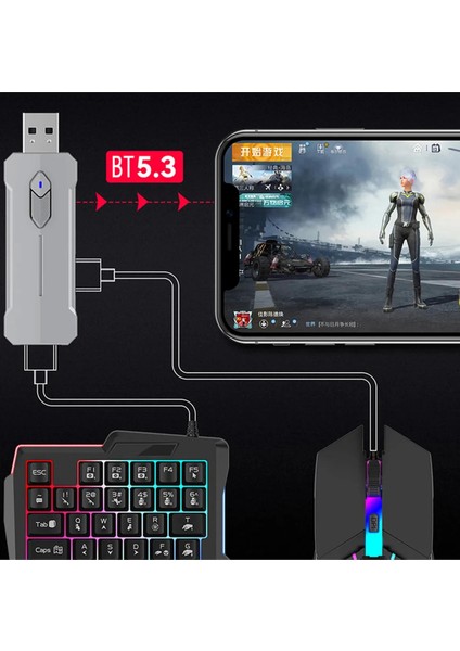 Pubg Mobil Oyun Kiti 5in1 Bt5.3 Klavye Mouse Dönüştürücü Seti Pugb Seti