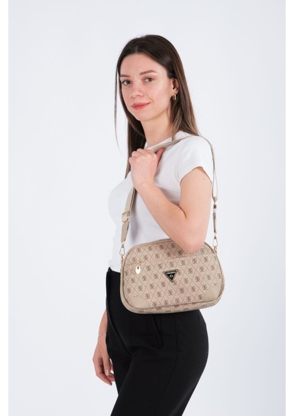 Kadın Monogram Desenli Uzun Askılı Çapraz Omuz Çantası - Kahverengi – Newpolo228 fırsatları