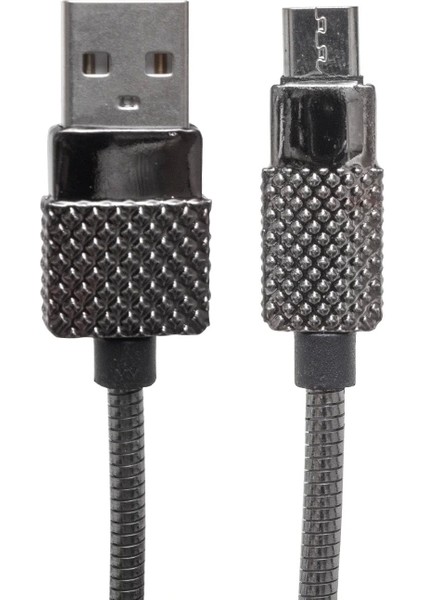 3 Amper Metal Yaylı Mıcro USB Data ve Şarj Kablosu 1 Metre (5047)