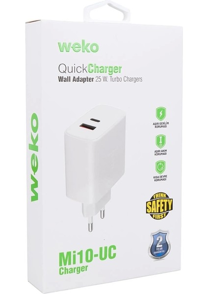 WK-21446 S11-UC 25 Watt 3.0 Amper Type-C + USB Şarj Başlık Adaptörü (5047)