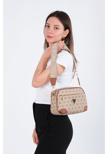 Kadın Monogram Desenli Uzun Askılı Çapraz Omuz Çantası - Kahverengi – Newpolo228 fırsatları