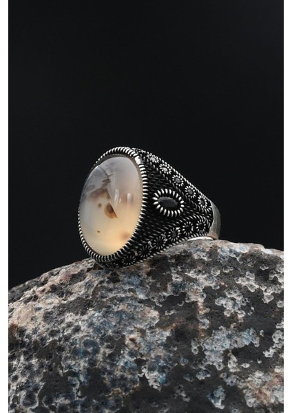 Erkek Yüzüğü Yemen Akik Taşlı Mikro Taş Süslemeli 925 Ayar Gümüş 901767 modelleri