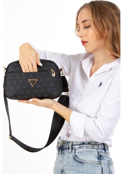 Kadın Monogram Desenli Uzun Askılı Çapraz Omuz Çantası - Kahverengi – Newpolo228