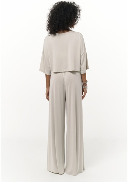 Nell Bej Crop T-Shirt Pantolon Takım indirimleri