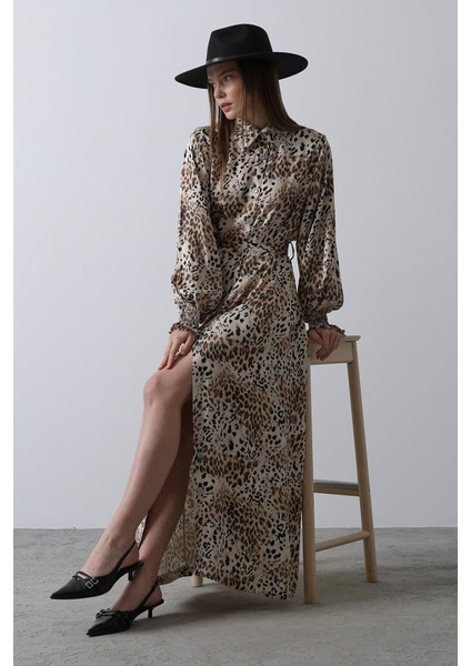 Leopar Desenli Gipeli Elbise - Leopar Yeni!!!