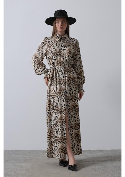 Leopar Desenli Gipeli Elbise - Leopar Yeni!!!